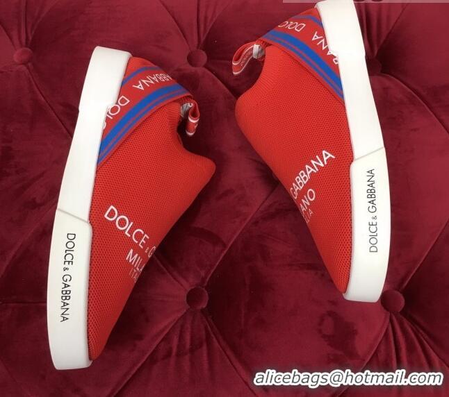 New Design Dolce&Gabbana DG Knit Slip-on Sneakers 060527 Red 2021