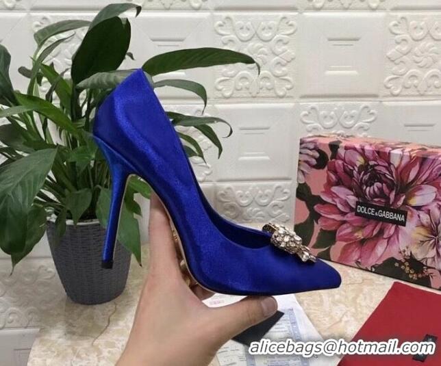 Super Quality Dolce&Gabbana DG Silk Crystal Bow Pumps 10.5cm 060842 Blue 2021