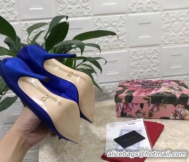 Super Quality Dolce&Gabbana DG Silk Crystal Bow Pumps 10.5cm 060842 Blue 2021