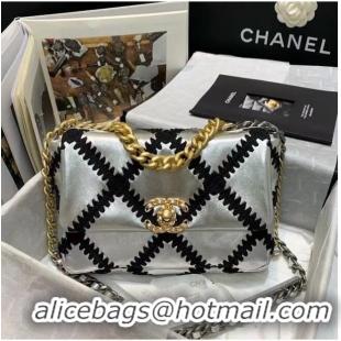 Fashion Inexpensive Chanel 19 flap bag AS1160 Silver & Black