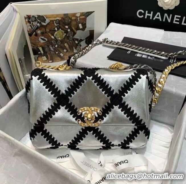 Fashion Inexpensive Chanel 19 flap bag AS1160 Silver & Black