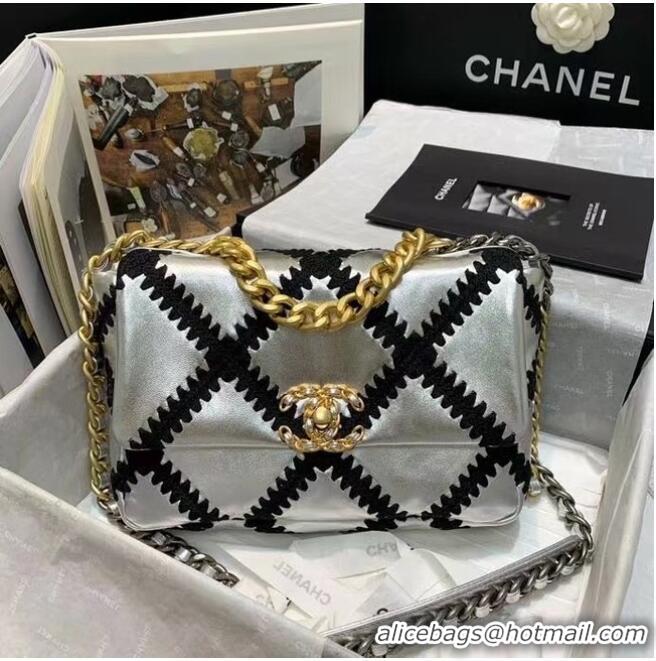 Fashion Inexpensive Chanel 19 flap bag AS1160 Silver & Black