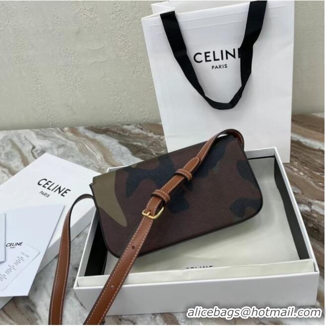 Good Product Celine TRIOMPHE SHOULDER BAG IN TRIOMPHE CANVAS AND CALFSKIN 194143