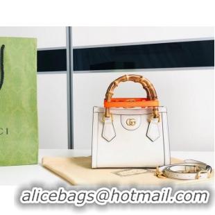 Shop Grade Gucci Diana GG Bamboo Top Handle Original Leather Mini Bag 655661 White