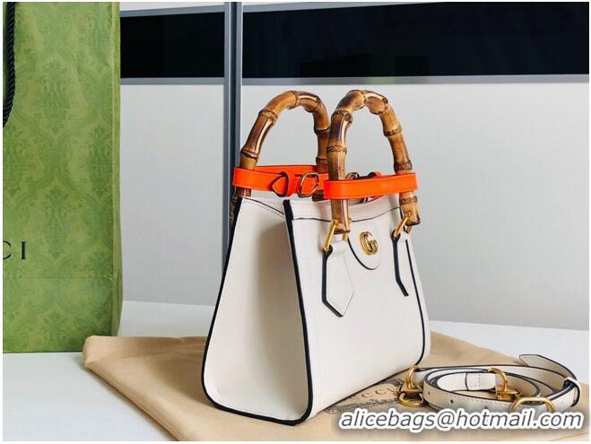 Shop Grade Gucci Diana GG Bamboo Top Handle Original Leather Mini Bag 655661 White