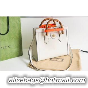 Grade Quality Gucci Diana GG Bamboo Top Handle Original Leather Bag 660195 White