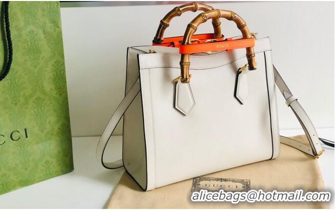 Grade Quality Gucci Diana GG Bamboo Top Handle Original Leather Bag 660195 White