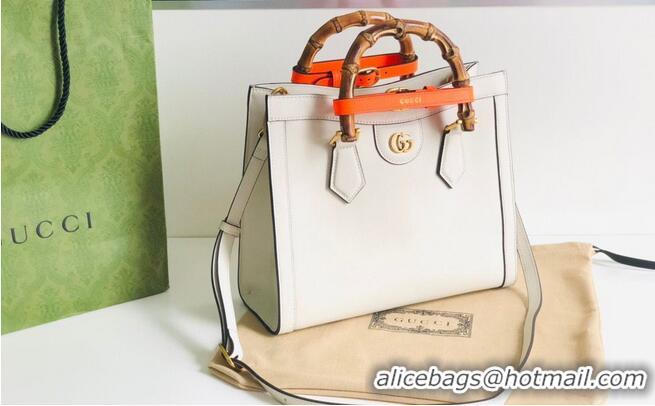 Grade Quality Gucci Diana GG Bamboo Top Handle Original Leather Bag 660195 White