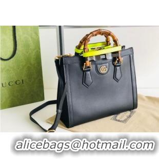 Famous Brand Gucci Diana GG Bamboo Top Handle Original Leather Bag 660195 Black