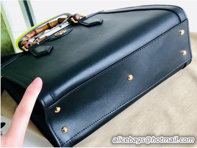 Famous Brand Gucci Diana GG Bamboo Top Handle Original Leather Bag 660195 Black