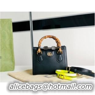 Top Grade Gucci Diana GG Bamboo Top Handle Original Leather Mini Bag 655661 Black