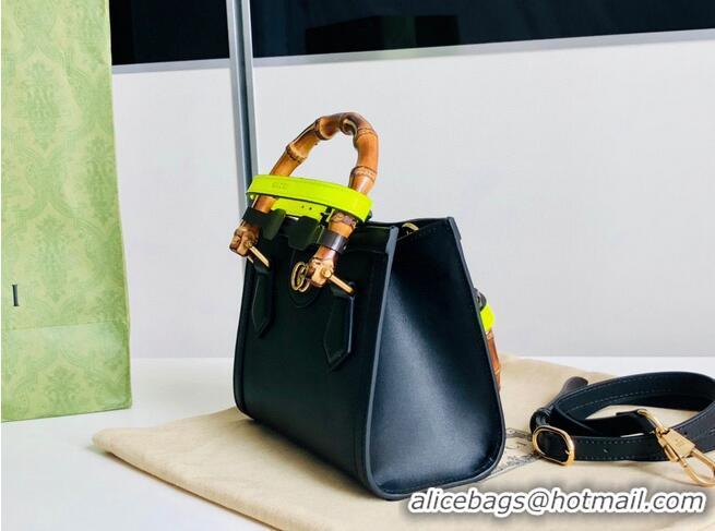 Top Grade Gucci Diana GG Bamboo Top Handle Original Leather Mini Bag 655661 Black