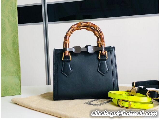 Top Grade Gucci Diana GG Bamboo Top Handle Original Leather Mini Bag 655661 Black