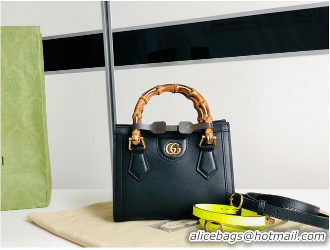 Top Grade Gucci Diana GG Bamboo Top Handle Original Leather Mini Bag 655661 Black