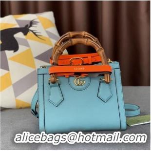 Discount Gucci Diana GG Bamboo Top Handle Original Leather Bag 660195 655661 Light Blue