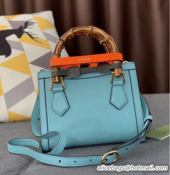 Discount Gucci Diana GG Bamboo Top Handle Original Leather Bag 660195 655661 Light Blue