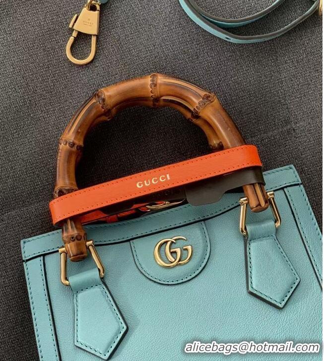 Discount Gucci Diana GG Bamboo Top Handle Original Leather Bag 660195 655661 Light Blue