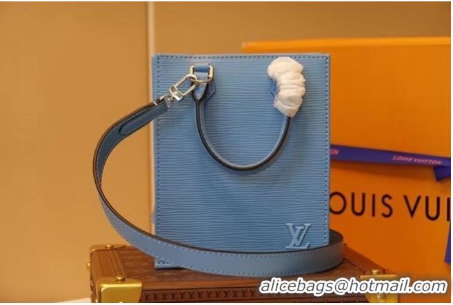 Super Quality Louis Vuitton EPI Leather PETIT SAC PLAT M80168 Blue