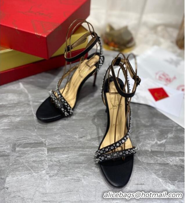 Good Product Christian Louboutin Silver Studde Sandals 10cm Black 2021