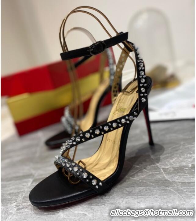 Good Product Christian Louboutin Silver Studde Sandals 10cm Black 2021