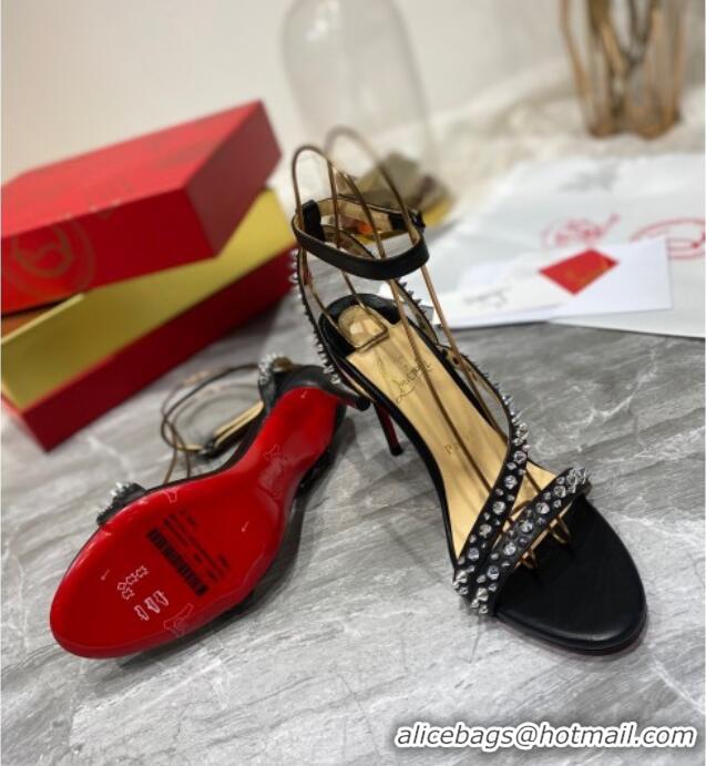 Good Product Christian Louboutin Silver Studde Sandals 10cm Black 2021