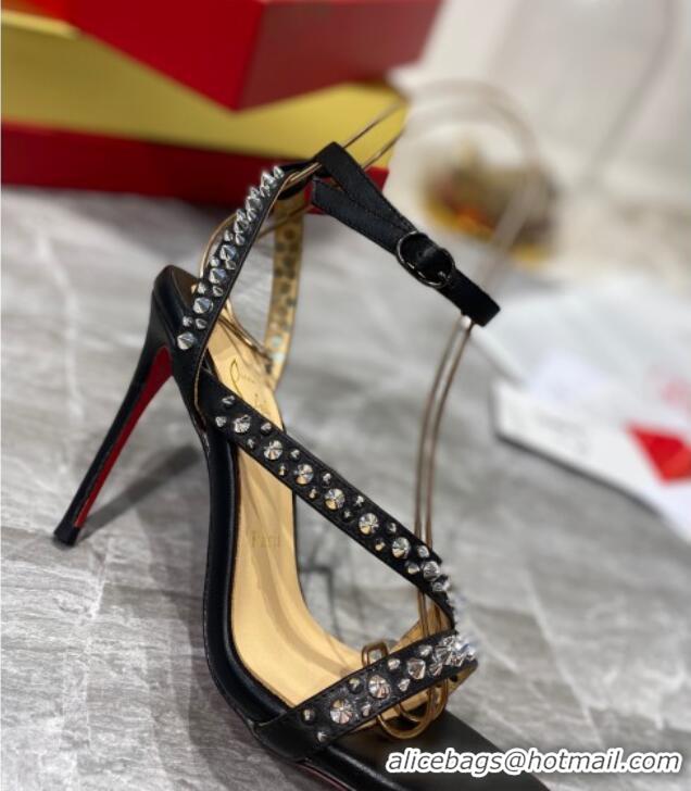 Good Product Christian Louboutin Silver Studde Sandals 10cm Black 2021