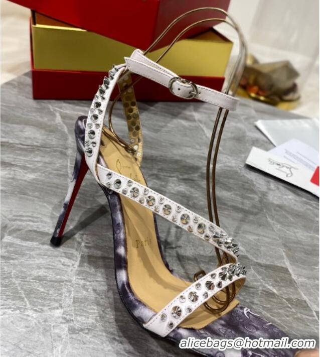 Luxury Cheap Christian Louboutin Silver Studde Sandals 10cm 042814 Purple 2021