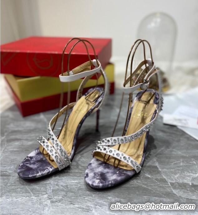 Luxury Cheap Christian Louboutin Silver Studde Sandals 10cm 042814 Purple 2021