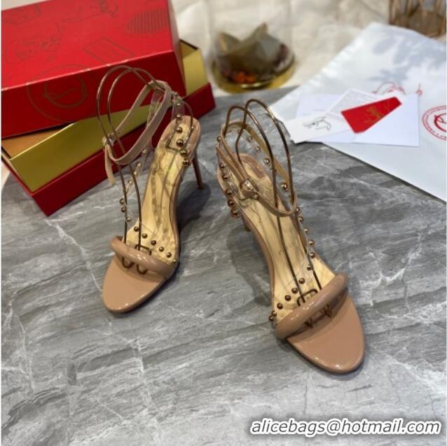 Top Quality Christian Louboutin Round Studde Sandals 10cm 042818 Nude 2021