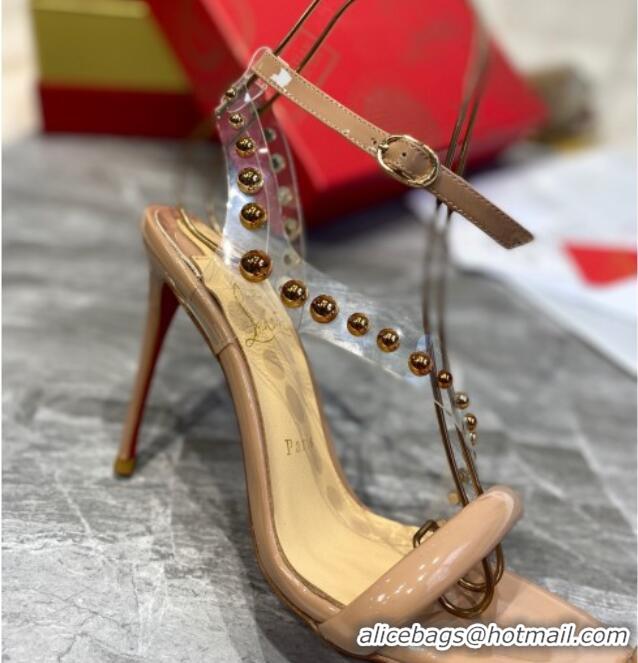 Top Quality Christian Louboutin Round Studde Sandals 10cm 042818 Nude 2021