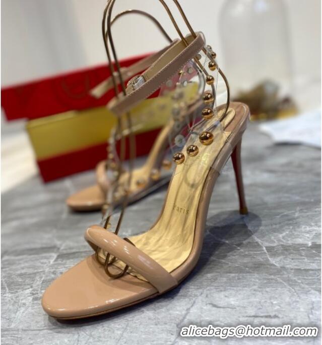 Top Quality Christian Louboutin Round Studde Sandals 10cm 042818 Nude 2021