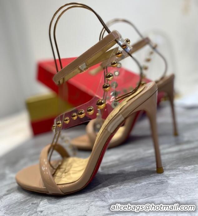 Top Quality Christian Louboutin Round Studde Sandals 10cm 042818 Nude 2021