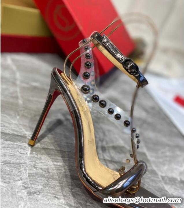 Best Product Christian Louboutin Round Studde Sandals 10cm 042818 Metallic Grey 2021