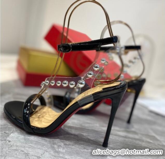 Lower Price Christian Louboutin Round Studde Sandals 10cm 042818 Black 2021