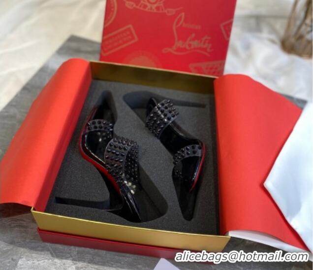 Good Quality Christian Louboutin Stud Transparent Sandals 10cm 042822 Black 2021