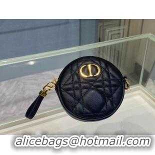 Well Crafted DETACHABLE DIOR CARO ROUND COIN PURSE S5035U Black