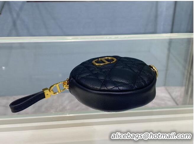 Well Crafted DETACHABLE DIOR CARO ROUND COIN PURSE S5035U Black