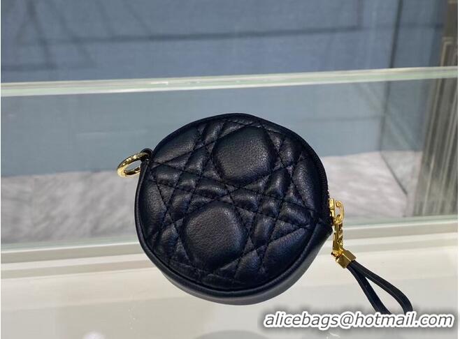 Well Crafted DETACHABLE DIOR CARO ROUND COIN PURSE S5035U Black