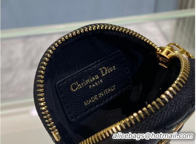 Well Crafted DETACHABLE DIOR CARO ROUND COIN PURSE S5035U Black