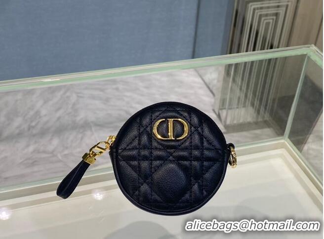 Well Crafted DETACHABLE DIOR CARO ROUND COIN PURSE S5035U Black