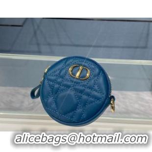 Cheapest DETACHABLE DIOR CARO ROUND COIN PURSE S5035U BLUE