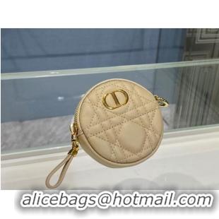 Grade Product DETACHABLE DIOR CARO ROUND COIN PURSE S5035U Beige