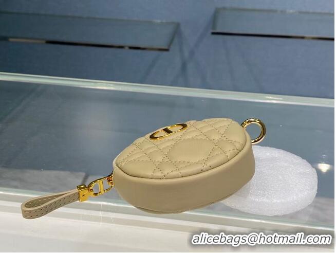 Grade Product DETACHABLE DIOR CARO ROUND COIN PURSE S5035U Beige