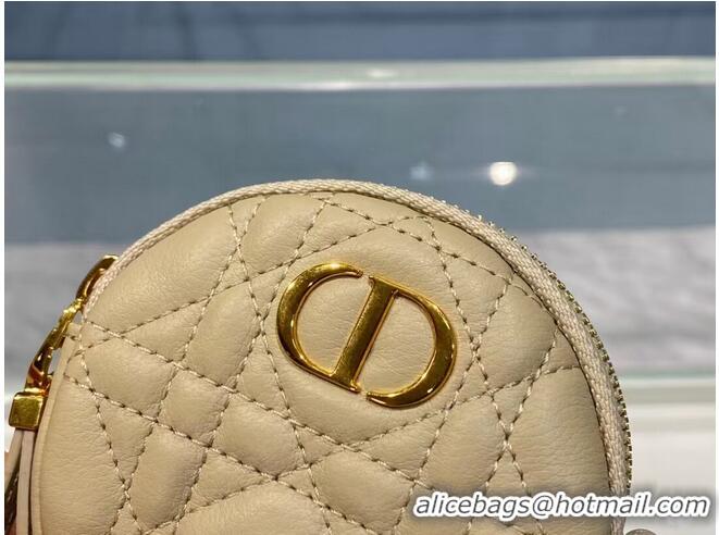 Grade Product DETACHABLE DIOR CARO ROUND COIN PURSE S5035U Beige