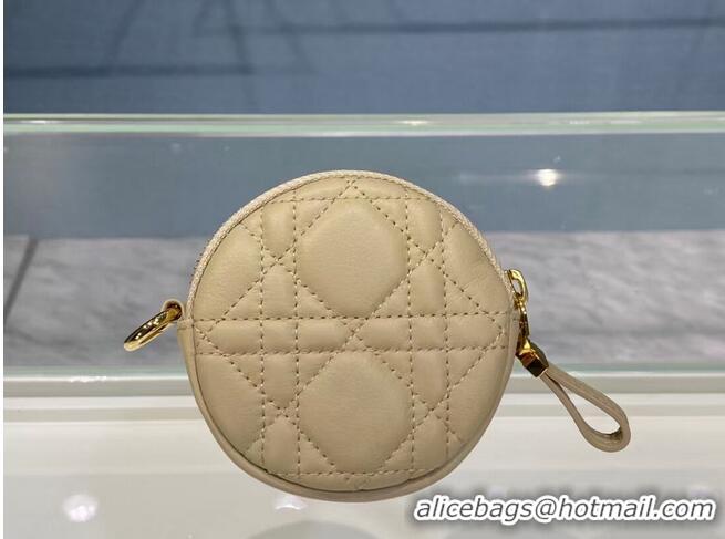 Grade Product DETACHABLE DIOR CARO ROUND COIN PURSE S5035U Beige