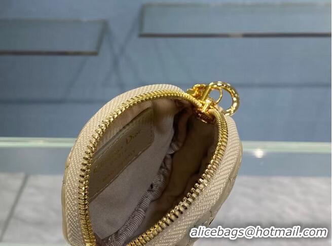 Grade Product DETACHABLE DIOR CARO ROUND COIN PURSE S5035U Beige