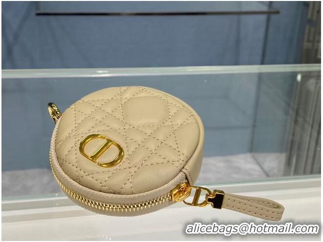 Grade Product DETACHABLE DIOR CARO ROUND COIN PURSE S5035U Beige