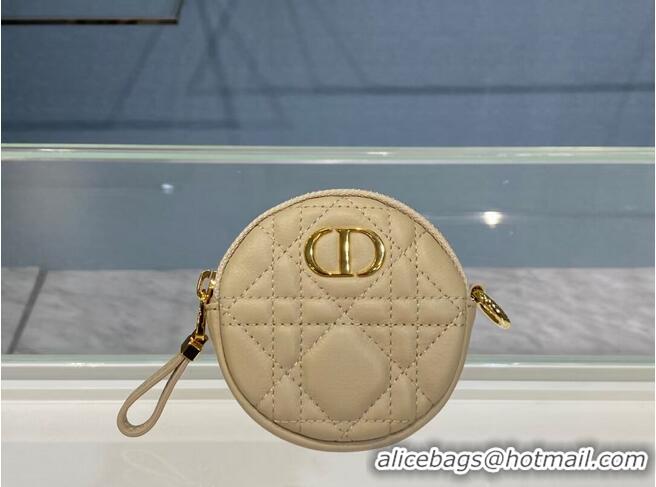 Grade Product DETACHABLE DIOR CARO ROUND COIN PURSE S5035U Beige