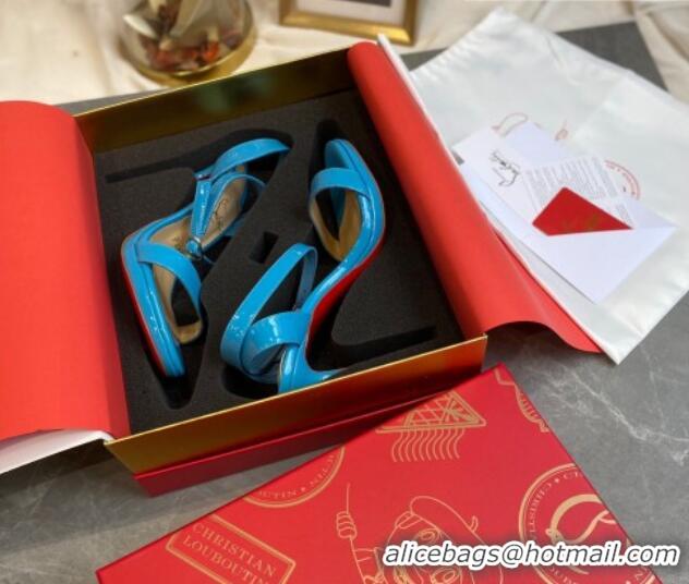 Discount Christian Louboutin Calfskin Sandals 10cm 070582 Blue 2021