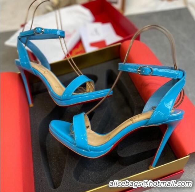 Discount Christian Louboutin Calfskin Sandals 10cm 070582 Blue 2021